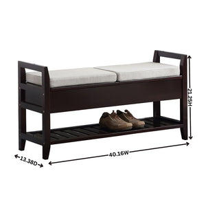 English Elm Vannes Espresso Pine Entryway Bench with Dual Lift Top Seats and Hidden Shoe Storage T2574P164222