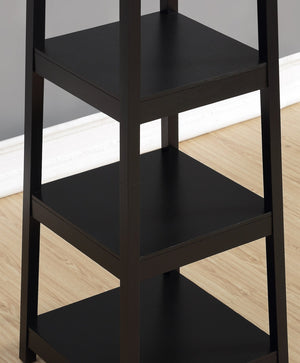 English Elm Vassen Entryway Coat Rack with Three Tiered Shelves Silver Hooks Wood Frame Black T2574P164223