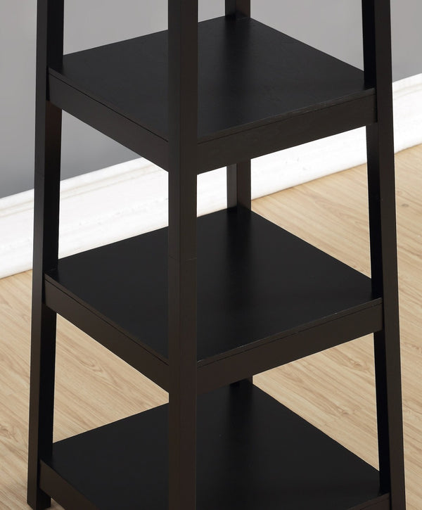 English Elm Vassen Entryway Coat Rack with Three Tiered Shelves Silver Hooks Wood Frame Black T2574P164223