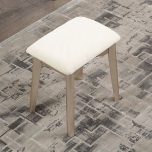 English Elm Maly Contemporary Vanity Set with Round Mirror Upholstered Stool and Gold Hardware T2574P164226