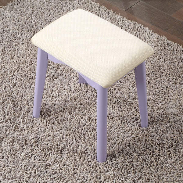 English Elm Liannon Contemporary Rubberwood Vanity Set with Round Mirror and Cushioned Stool T2574P164238