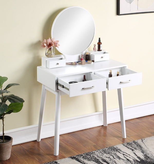 English Elm Liannon Contemporary Bedroom Vanity Table Set with Tapered Legs and Upholstered Stool T2574P164239