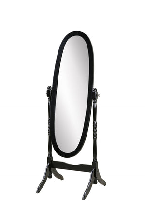 English Elm Traditional Queen Anne Oval Floor Cheval Mirror Solid Wood Tilting Bedroom Accent Black T2574P164240