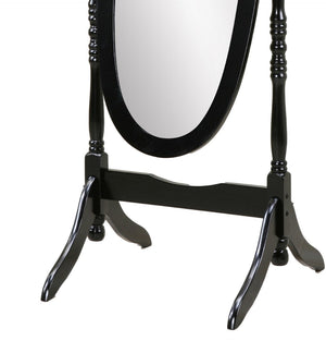 English Elm Traditional Queen Anne Oval Floor Cheval Mirror Solid Wood Tilting Bedroom Accent Black T2574P164240