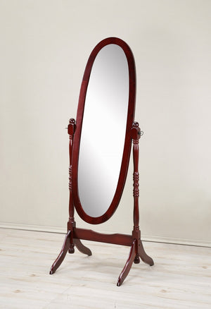 English Elm Traditional Queen Anne Oval Floor Cheval Mirror Solid Wood Tilting Bedroom Accent Cherry T2574P164241