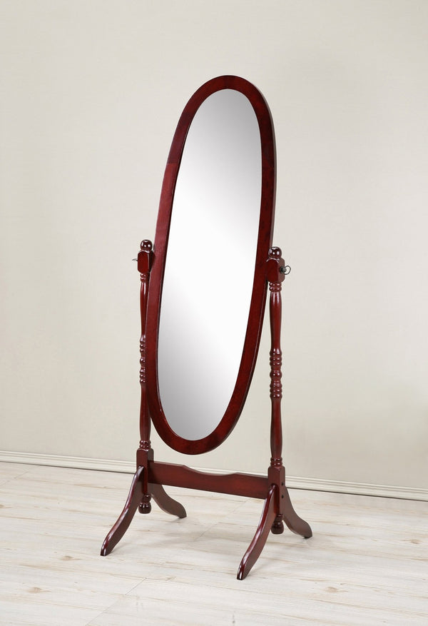 English Elm Traditional Queen Anne Oval Floor Cheval Mirror Solid Wood Tilting Bedroom Accent Cherry T2574P164241