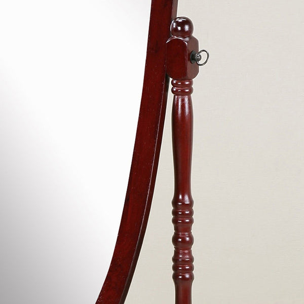 English Elm Traditional Queen Anne Oval Floor Cheval Mirror Solid Wood Tilting Bedroom Accent Cherry T2574P164241