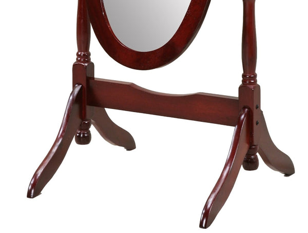 English Elm Traditional Queen Anne Oval Floor Cheval Mirror Solid Wood Tilting Bedroom Accent Cherry T2574P164241