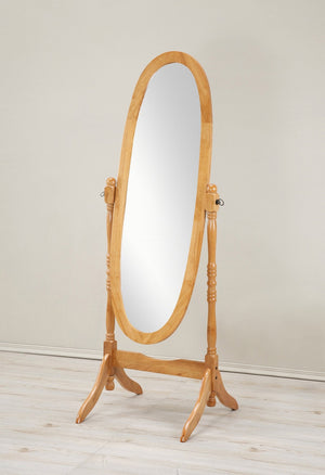 English Elm Traditional Queen Anne Oval Floor Cheval Mirror Solid Wood Tilting Bedroom Accent Oak T2574P164243