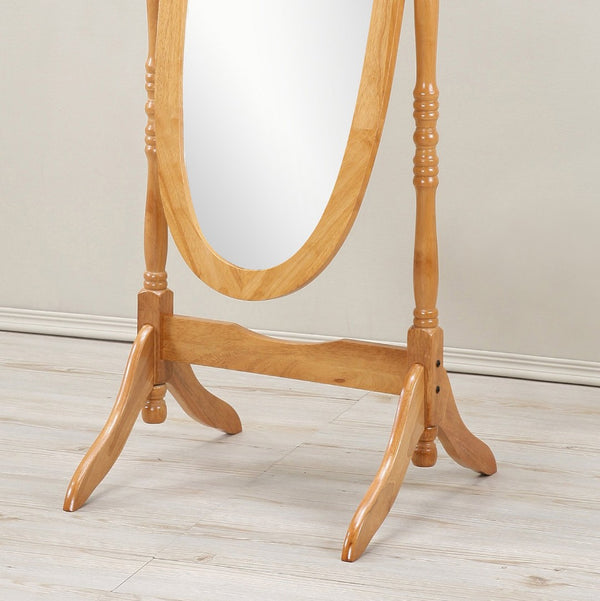 English Elm Traditional Queen Anne Oval Floor Cheval Mirror Solid Wood Tilting Bedroom Accent Oak T2574P164243
