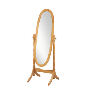 English Elm Traditional Queen Anne Oval Floor Cheval Mirror Solid Wood Tilting Bedroom Accent Oak T2574P164243