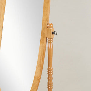 English Elm Traditional Queen Anne Oval Floor Cheval Mirror Solid Wood Tilting Bedroom Accent Oak T2574P164243