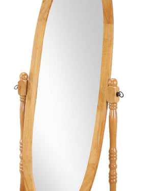 English Elm Traditional Queen Anne Oval Floor Cheval Mirror Solid Wood Tilting Bedroom Accent Oak T2574P164243