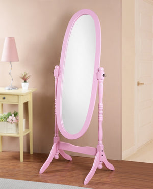 English Elm Traditional Queen Anne Oval Floor Cheval Mirror Solid Wood Tilting Bedroom Accent Pink T2574P164244
