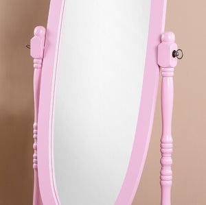 English Elm Traditional Queen Anne Oval Floor Cheval Mirror Solid Wood Tilting Bedroom Accent Pink T2574P164244