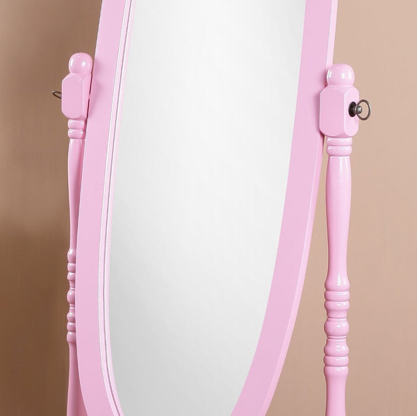 English Elm Traditional Queen Anne Oval Floor Cheval Mirror Solid Wood Tilting Bedroom Accent Pink T2574P164244