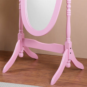 English Elm Traditional Queen Anne Oval Floor Cheval Mirror Solid Wood Tilting Bedroom Accent Pink T2574P164244