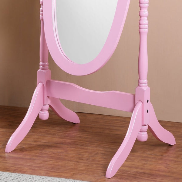 English Elm Traditional Queen Anne Oval Floor Cheval Mirror Solid Wood Tilting Bedroom Accent Pink T2574P164244
