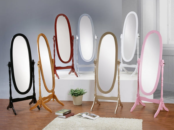 English Elm Traditional Queen Anne Oval Floor Cheval Mirror Solid Wood Tilting Bedroom Accent Pink T2574P164244