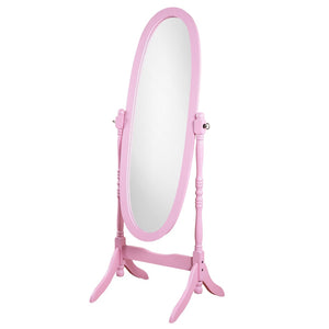 English Elm Traditional Queen Anne Oval Floor Cheval Mirror Solid Wood Tilting Bedroom Accent Pink T2574P164244
