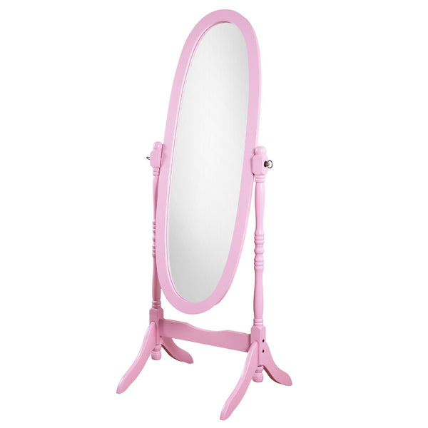 English Elm Traditional Queen Anne Oval Floor Cheval Mirror Solid Wood Tilting Bedroom Accent Pink T2574P164244