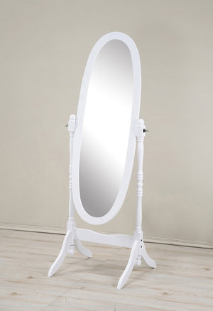 English Elm Traditional Queen Anne Oval Floor Cheval Mirror Solid Wood Tilting Bedroom Accent White T2574P164246