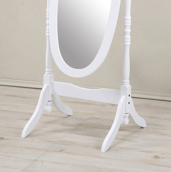 English Elm Traditional Queen Anne Oval Floor Cheval Mirror Solid Wood Tilting Bedroom Accent White T2574P164246