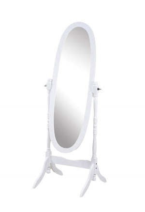 English Elm Traditional Queen Anne Oval Floor Cheval Mirror Solid Wood Tilting Bedroom Accent White T2574P164246