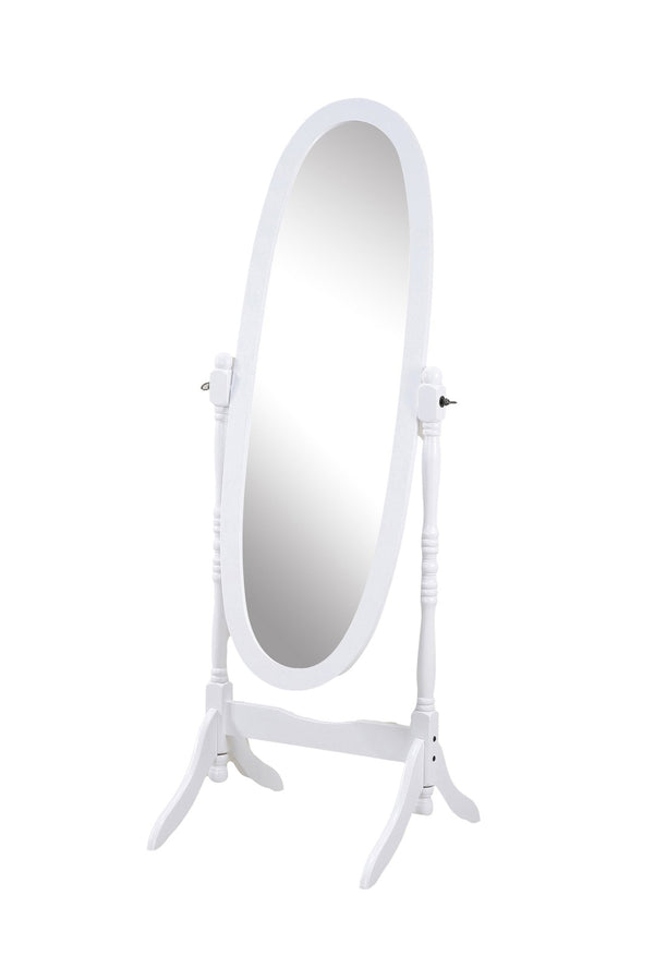 English Elm Traditional Queen Anne Oval Floor Cheval Mirror Solid Wood Tilting Bedroom Accent White T2574P164246