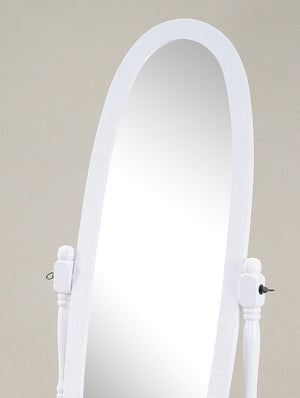 English Elm Traditional Queen Anne Oval Floor Cheval Mirror Solid Wood Tilting Bedroom Accent White T2574P164246