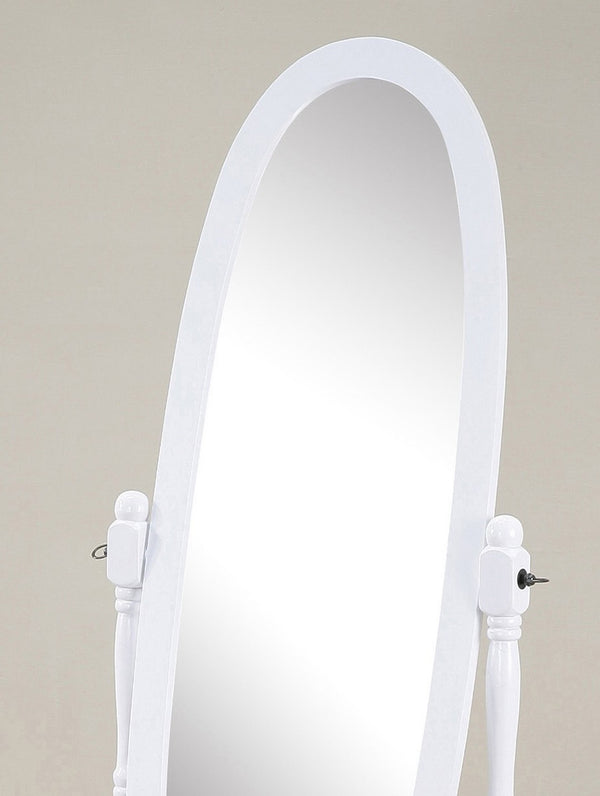 English Elm Traditional Queen Anne Oval Floor Cheval Mirror Solid Wood Tilting Bedroom Accent White T2574P164246