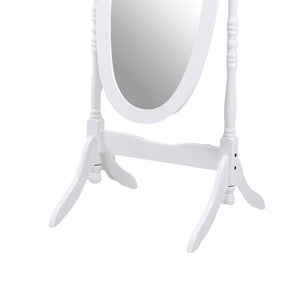 English Elm Traditional Queen Anne Oval Floor Cheval Mirror Solid Wood Tilting Bedroom Accent White T2574P164246