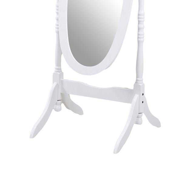 English Elm Traditional Queen Anne Oval Floor Cheval Mirror Solid Wood Tilting Bedroom Accent White T2574P164246