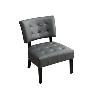 English Elm Blended Leather Button Tufted Oversized Accent Chair Hardwood Frame Transitional Lounge Gray T2574P164247