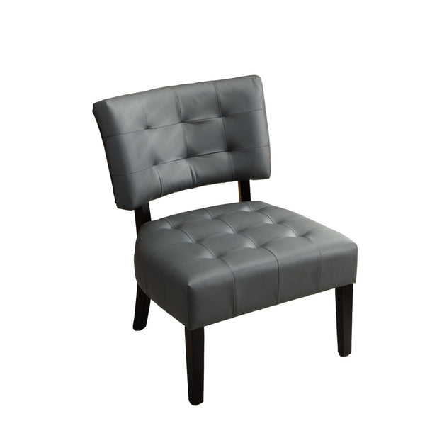 English Elm Blended Leather Button Tufted Oversized Accent Chair Hardwood Frame Transitional Lounge Gray T2574P164247
