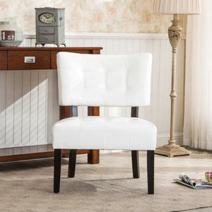 English Elm Blended Leather Button Tufted Oversized Accent Chair Hardwood Frame Transitional Lounge Ivory T2574P164248
