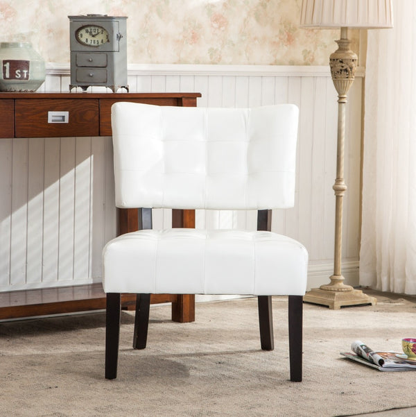English Elm Blended Leather Button Tufted Oversized Accent Chair Hardwood Frame Transitional Lounge Ivory T2574P164248