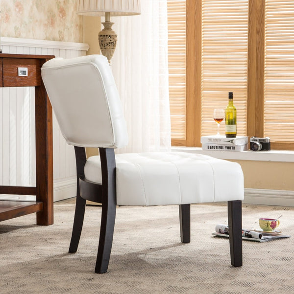 English Elm Blended Leather Button Tufted Oversized Accent Chair Hardwood Frame Transitional Lounge Ivory T2574P164248