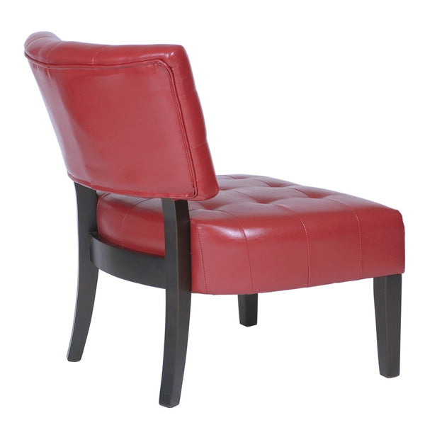 English Elm Blended Leather Button Tufted Oversized Accent Chair Hardwood Frame Transitional Lounge Red T2574P164249
