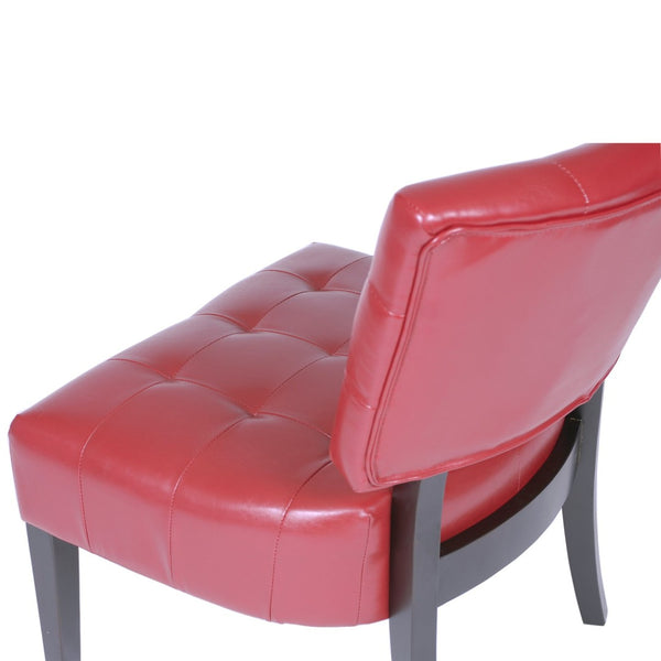 English Elm Blended Leather Button Tufted Oversized Accent Chair Hardwood Frame Transitional Lounge Red T2574P164249