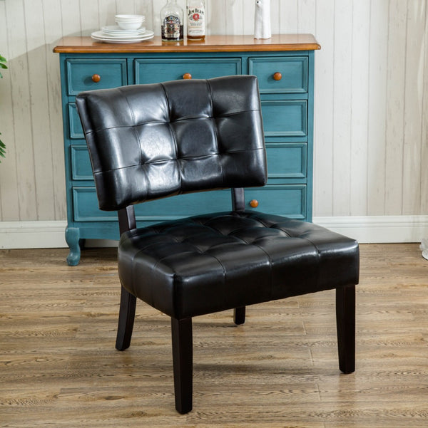 English Elm Blended Leather Button Tufted Oversized Accent Chair Hardwood Frame Transitional Lounge T2574P164250