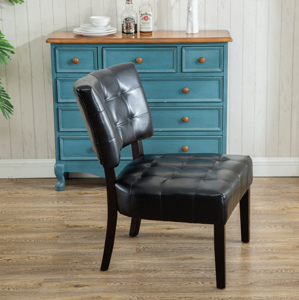 English Elm Blended Leather Button Tufted Oversized Accent Chair Hardwood Frame Transitional Lounge T2574P164250