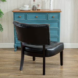 English Elm Blended Leather Button Tufted Oversized Accent Chair Hardwood Frame Transitional Lounge T2574P164250
