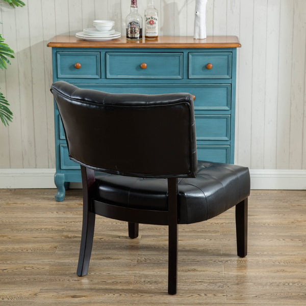 English Elm Blended Leather Button Tufted Oversized Accent Chair Hardwood Frame Transitional Lounge T2574P164250