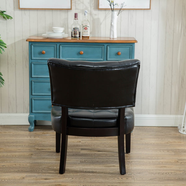 English Elm Blended Leather Button Tufted Oversized Accent Chair Hardwood Frame Transitional Lounge T2574P164250