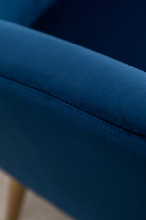 English Elm Sovarol Tufted Velvet Wingback Accent Chair with Gold Legs for Glam Interiors Blue T2574P164251