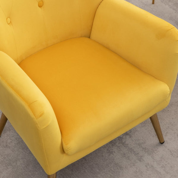English Elm Sovarol Tufted Velvet Wingback Accent Chair with Gold Legs for Glam Interiors Yellow T2574P164253