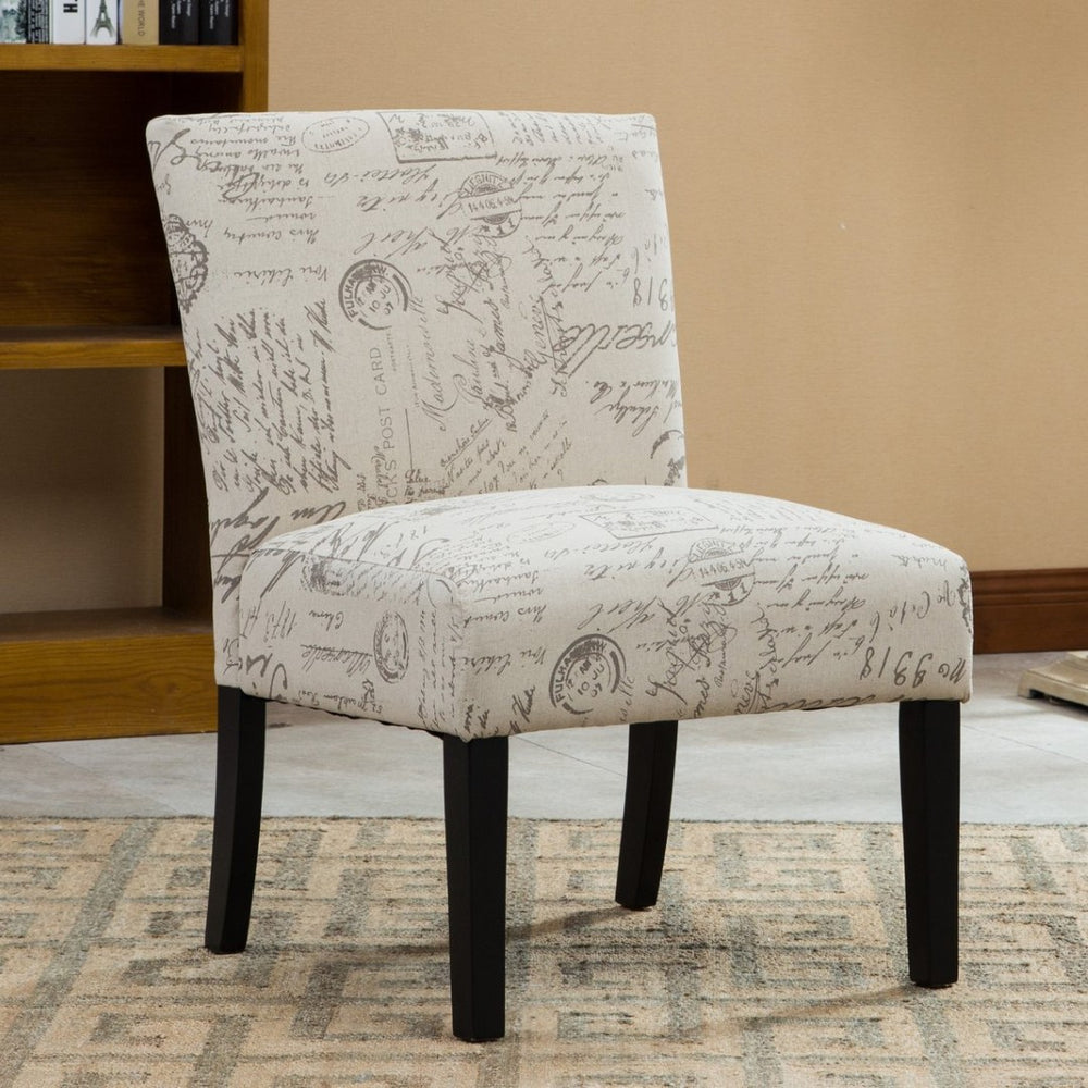 English Elm Botticelli French Script Slipper Chair Hardwood Frame Taupe Cream Accent Seat T2574P164254