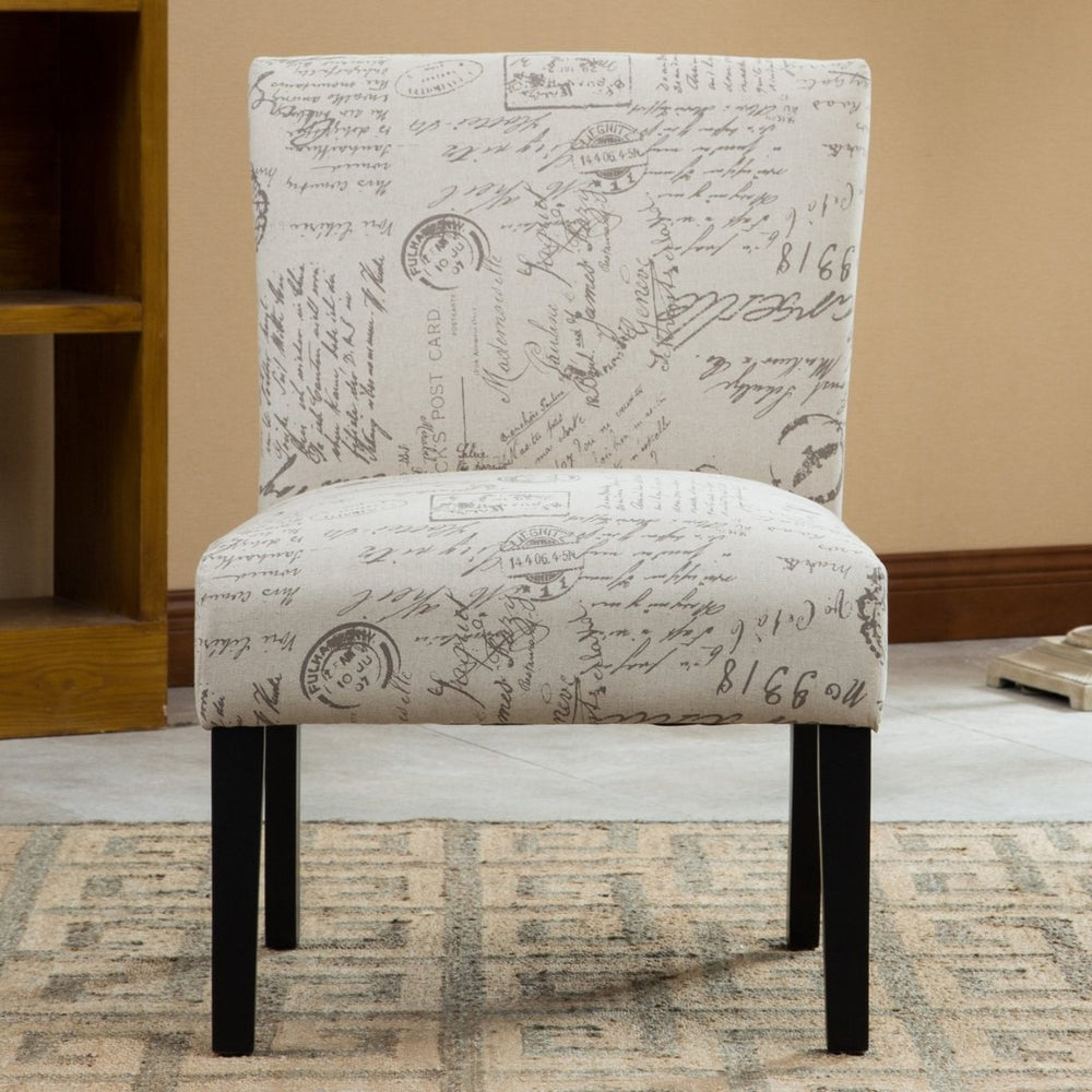 English Elm Botticelli French Script Slipper Chair Hardwood Frame Taupe Cream Accent Seat T2574P164254