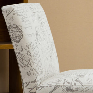 English Elm Botticelli French Script Slipper Chair Hardwood Frame Taupe Cream Accent Seat T2574P164254